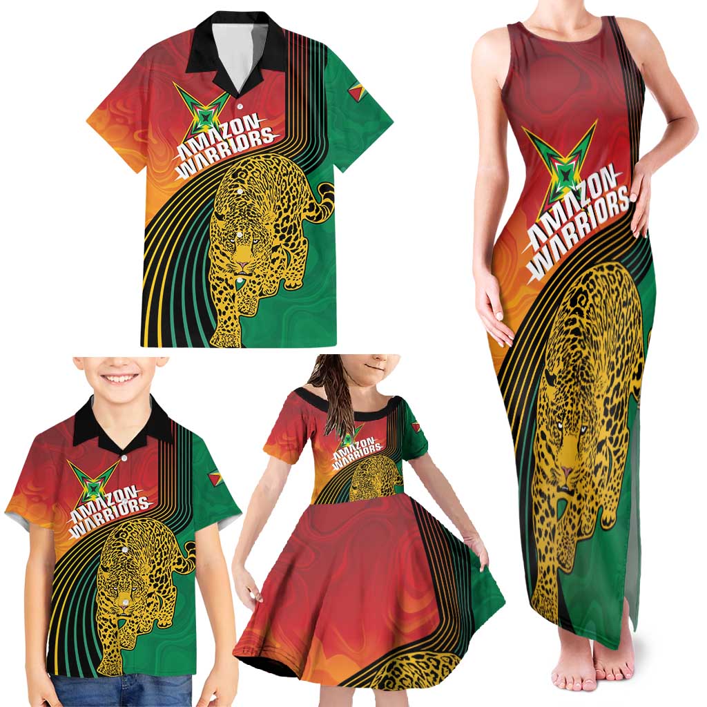 Guyana Cricket Amazon Warriors Personalized Family Matching Tank Maxi Dress and Hawaiian Shirt Fierce Jaguars - Wonder Print Shop