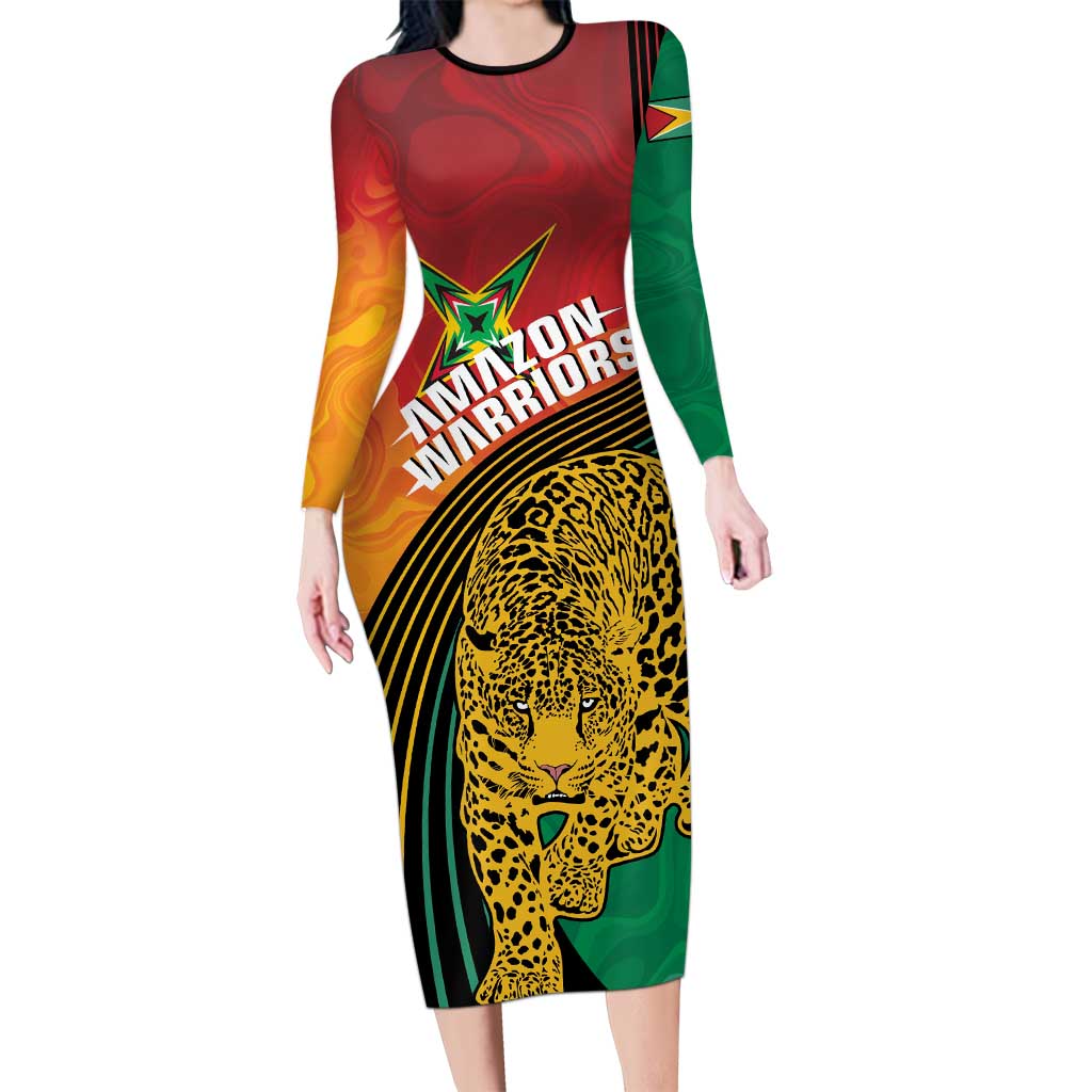 Guyana Cricket Amazon Warriors Personalized Long Sleeve Bodycon Dress Fierce Jaguars - Wonder Print Shop