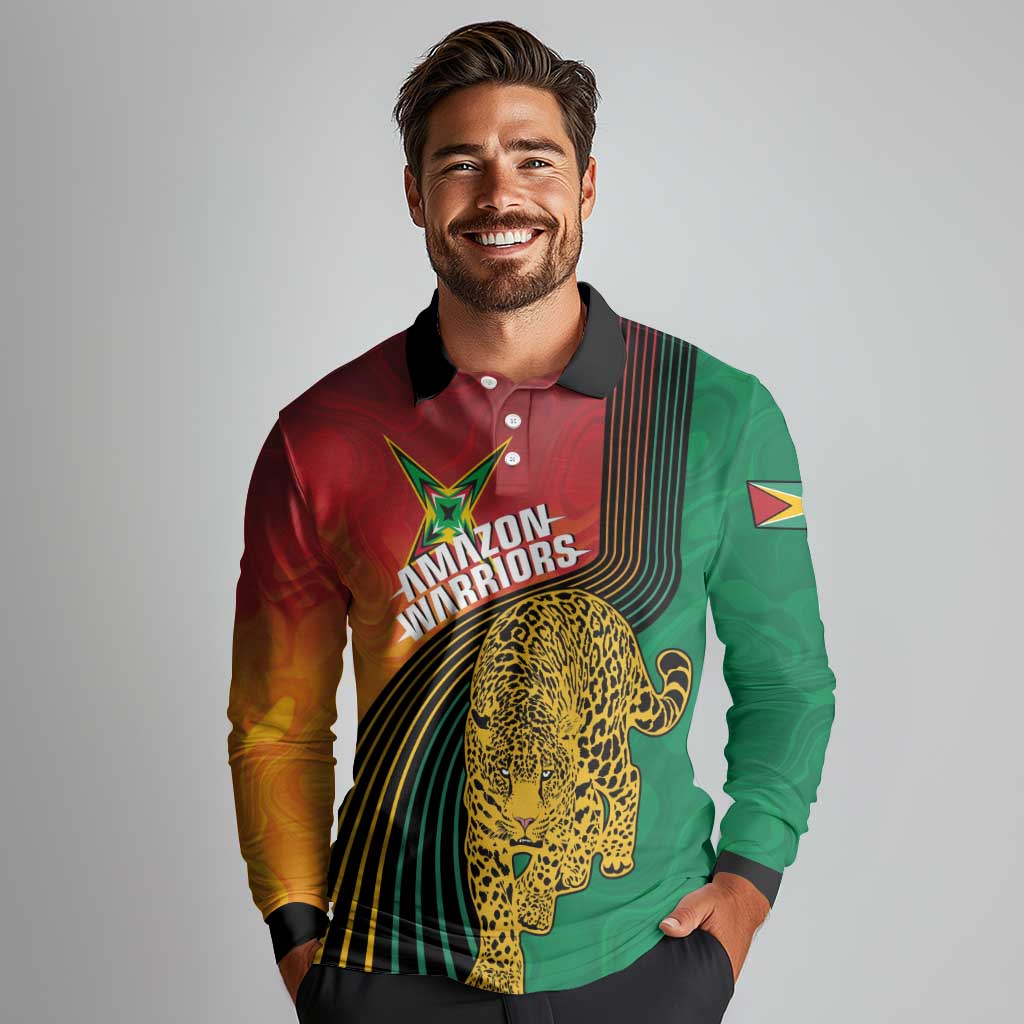 Guyana Cricket Amazon Warriors Personalized Long Sleeve Polo Shirt Fierce Jaguars - Wonder Print Shop