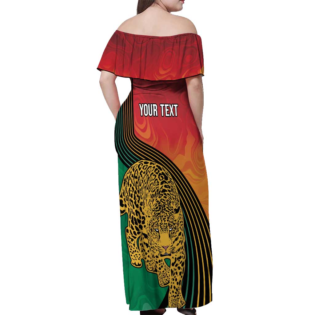 Guyana Cricket Amazon Warriors Personalized Off Shoulder Maxi Dress Fierce Jaguars - Wonder Print Shop
