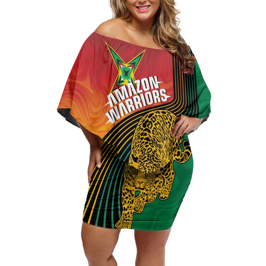 Guyana Cricket Amazon Warriors Personalized Off Shoulder Short Dress Fierce Jaguars - Wonder Print Shop