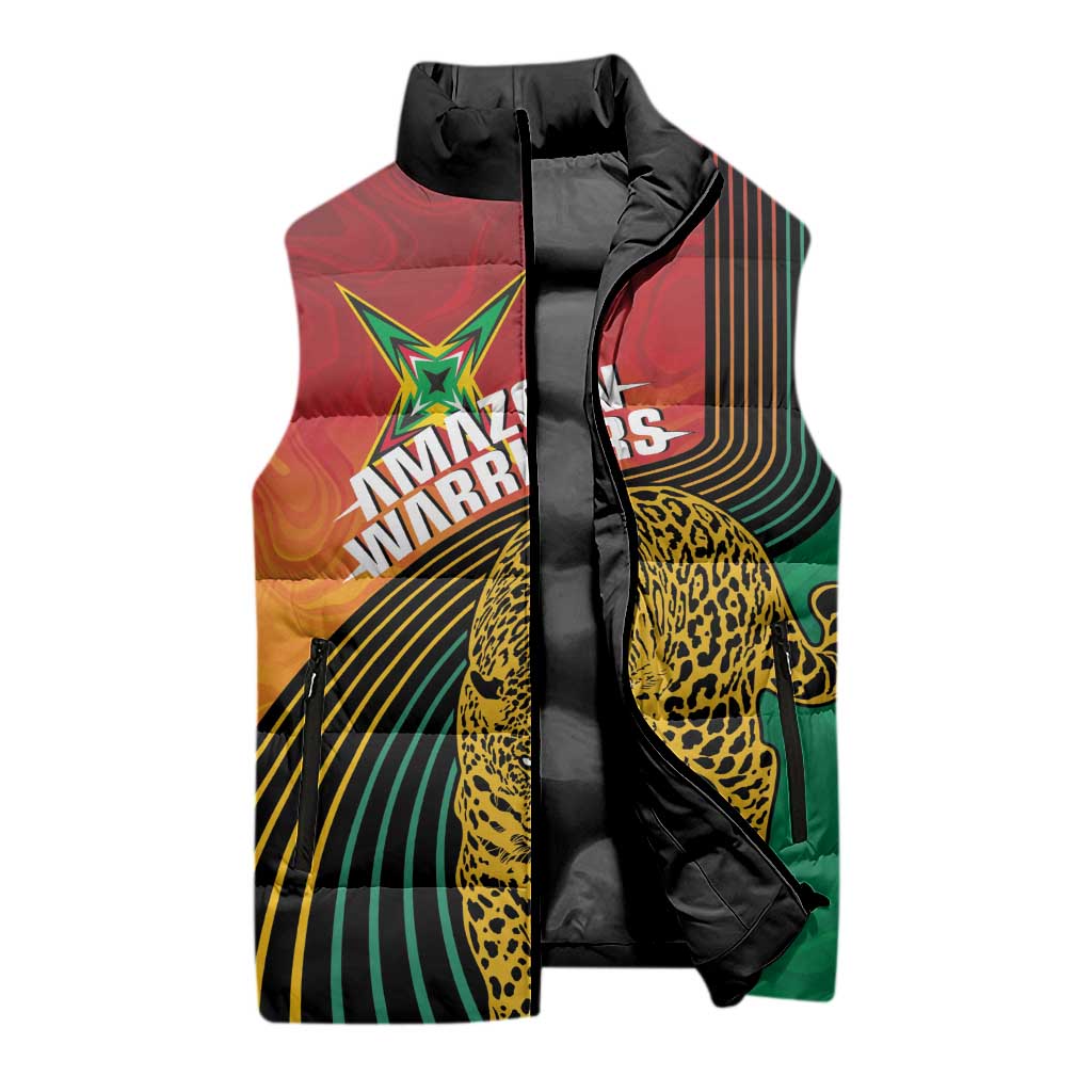 Guyana Cricket Amazon Warriors Personalized Sleeveless Puffer Jacket Fierce Jaguars - Wonder Print Shop