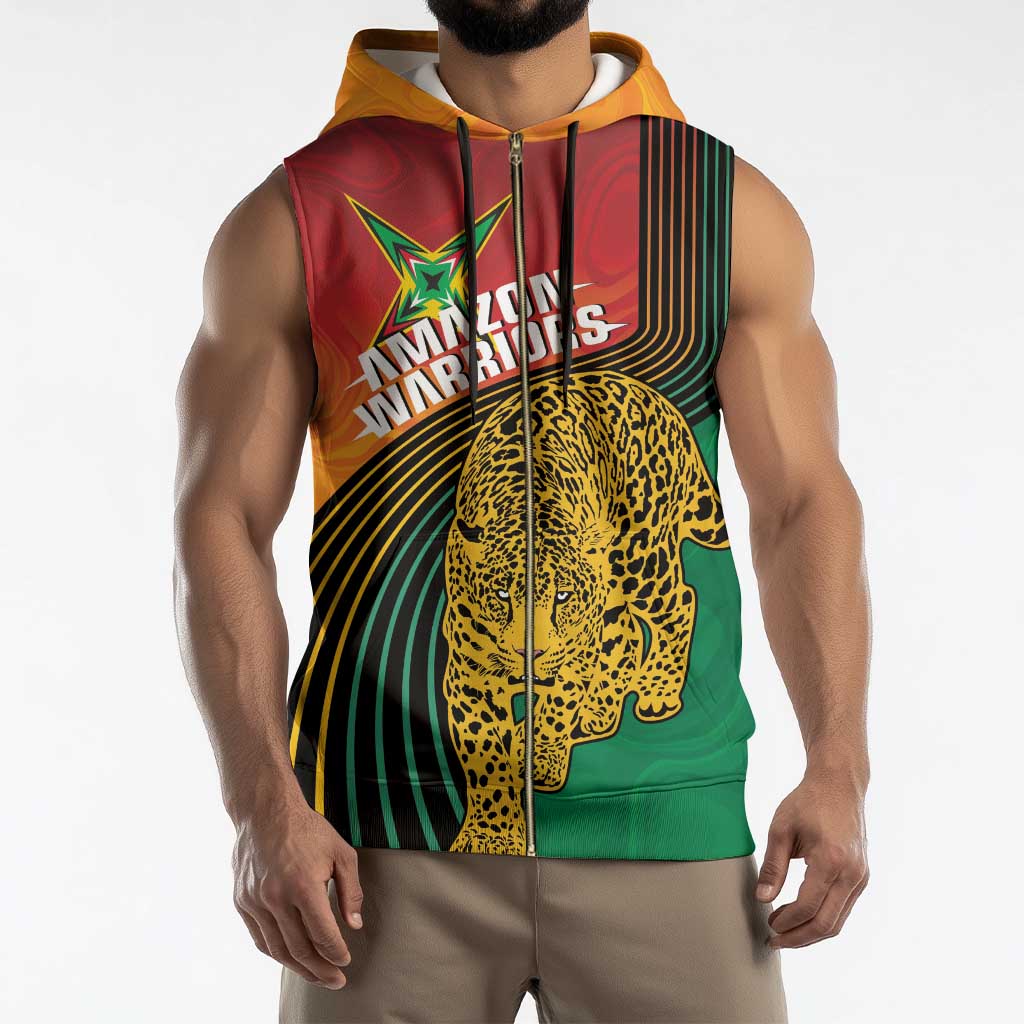 Guyana Cricket Amazon Warriors Personalized Sleeveless Zip Hoodie Fierce Jaguars - Wonder Print Shop