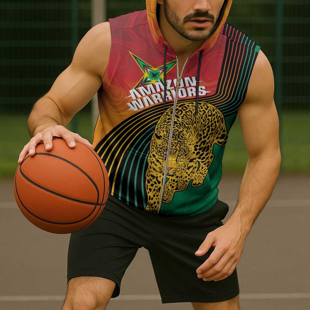 Guyana Cricket Amazon Warriors Personalized Sleeveless Zip Hoodie Fierce Jaguars - Wonder Print Shop