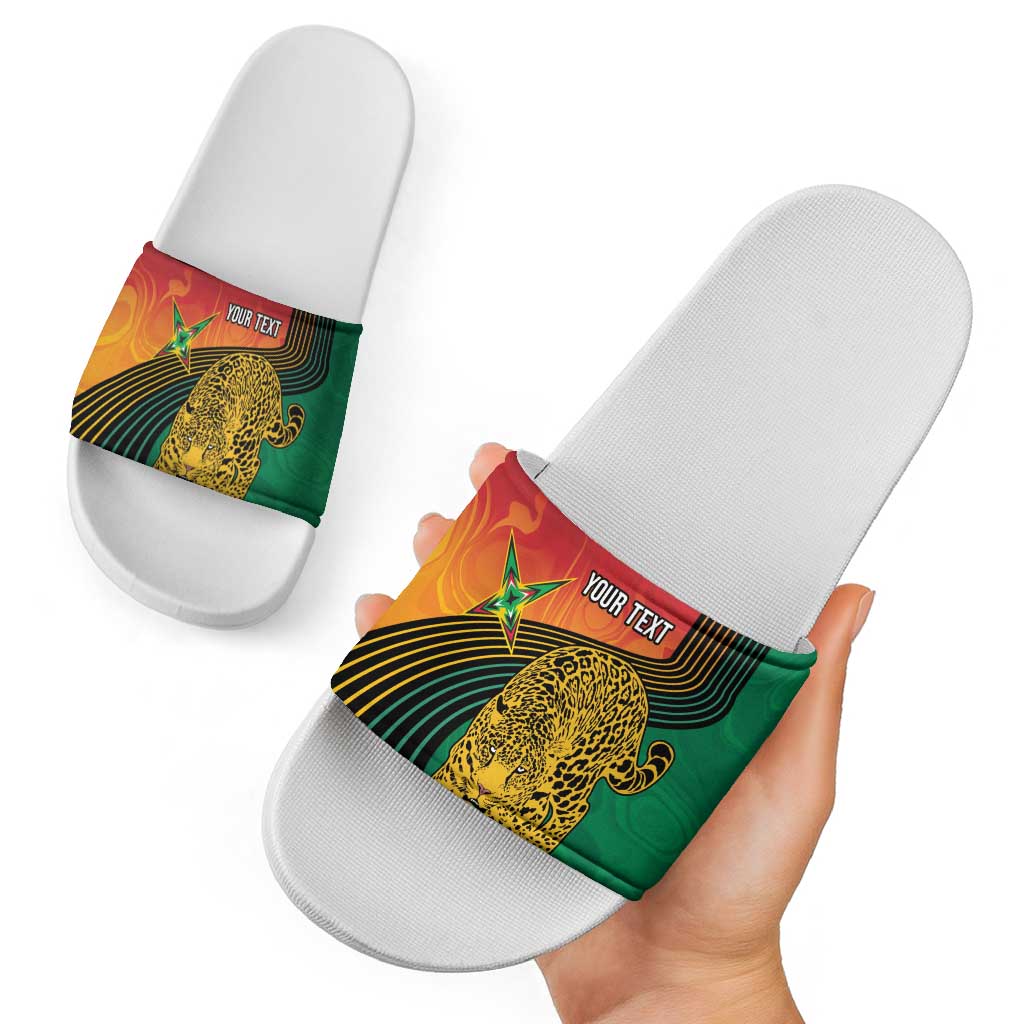 Guyana Cricket Amazon Warriors Personalized Slide Sandals Fierce Jaguars - Wonder Print Shop