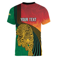Guyana Cricket Amazon Warriors Personalized Women V-Neck T-Shirt Fierce Jaguars - Wonder Print Shop