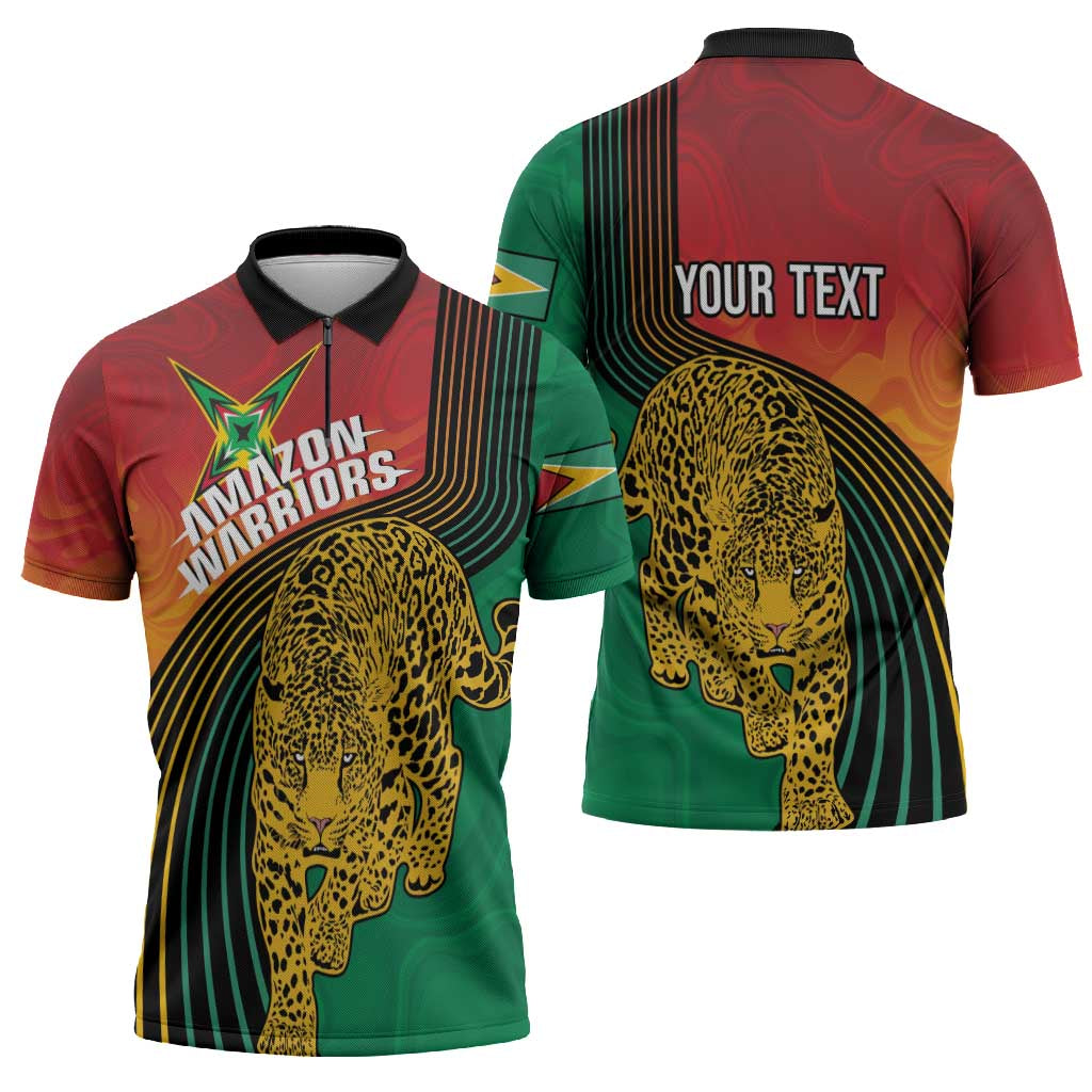 Guyana Cricket Amazon Warriors Personalized Zipper Polo Shirt Fierce Jaguars - Wonder Print Shop