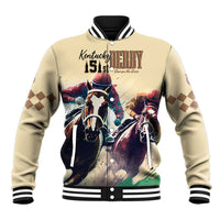 Kentucky Horse Racing 151st Personalized Baseball Jacket Derby Watercolor Style - Cream LT7