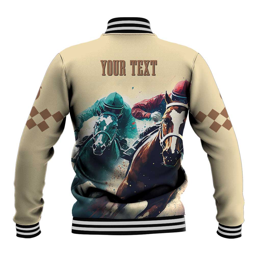 Kentucky Horse Racing 151st Personalized Baseball Jacket Derby Watercolor Style - Cream LT7
