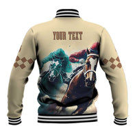 Kentucky Horse Racing 151st Personalized Baseball Jacket Derby Watercolor Style - Cream LT7
