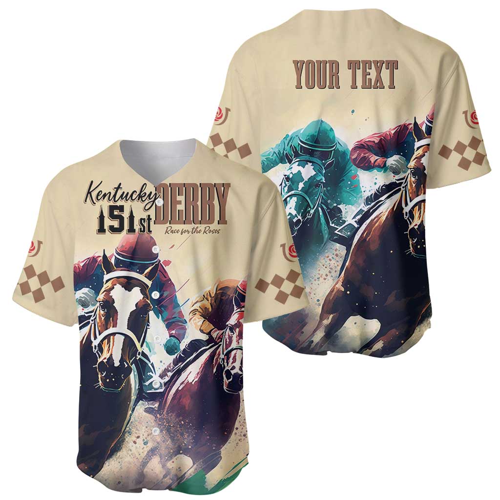 Kentucky Horse Racing 151st Personalized Baseball Jersey Derby Watercolor Style - Cream LT7
