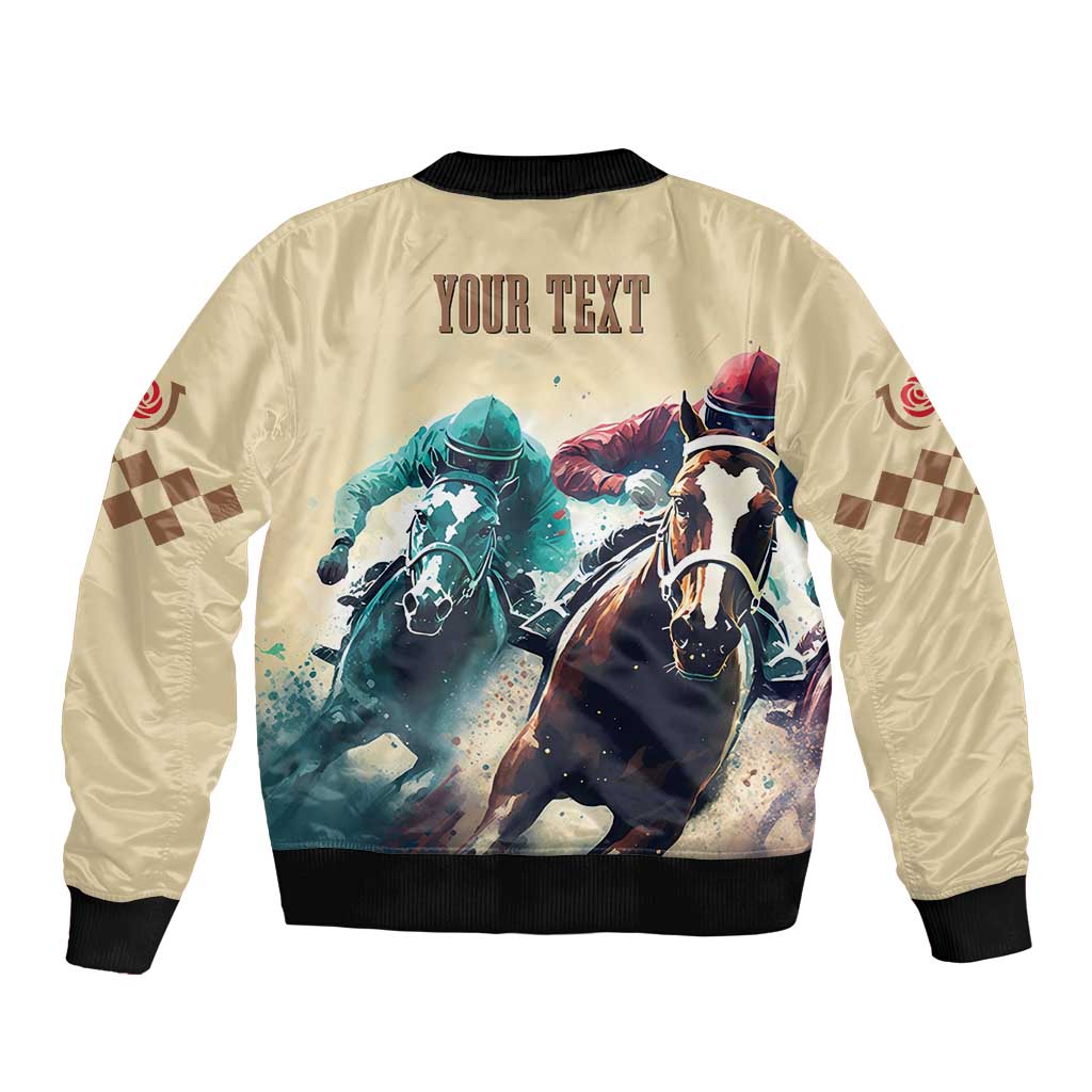 Kentucky Horse Racing 151st Personalized Bomber Jacket Derby Watercolor Style - Cream LT7
