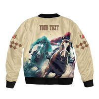 Kentucky Horse Racing 151st Personalized Bomber Jacket Derby Watercolor Style - Cream LT7