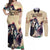 Kentucky Horse Racing 151st Personalized Couples Matching Off Shoulder Maxi Dress and Long Sleeve Button Shirt Derby Watercolor Style - Cream LT7