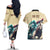 Kentucky Horse Racing 151st Personalized Couples Matching Off The Shoulder Long Sleeve Dress and Hawaiian Shirt Derby Watercolor Style - Cream LT7