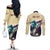 Kentucky Horse Racing 151st Personalized Couples Matching Off The Shoulder Long Sleeve Dress and Long Sleeve Button Shirt Derby Watercolor Style - Cream LT7