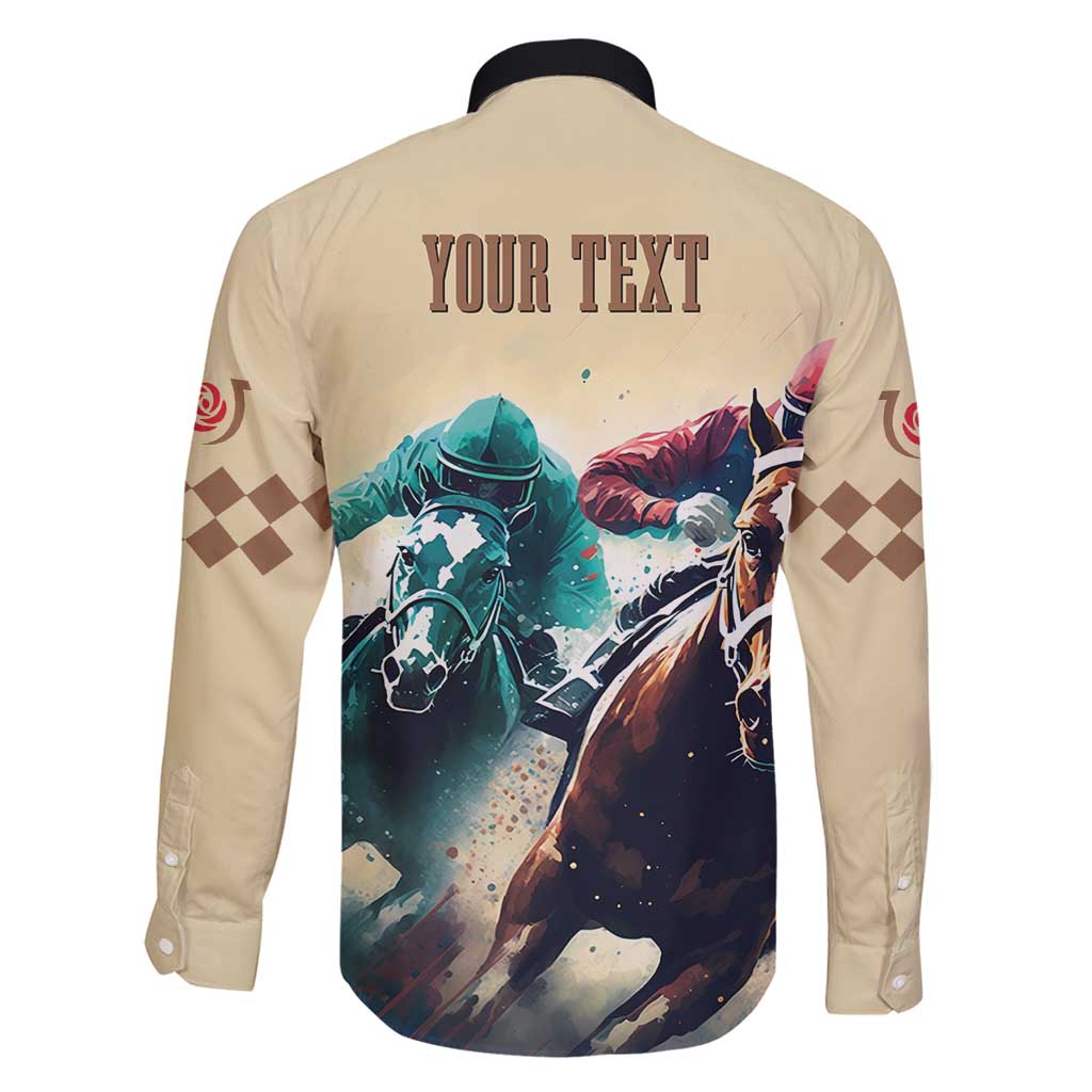 Kentucky Horse Racing 151st Personalized Family Matching Long Sleeve Bodycon Dress and Hawaiian Shirt Derby Watercolor Style - Cream LT7