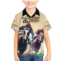 Kentucky Horse Racing 151st Personalized Family Matching Mermaid Dress and Hawaiian Shirt Derby Watercolor Style - Cream LT7