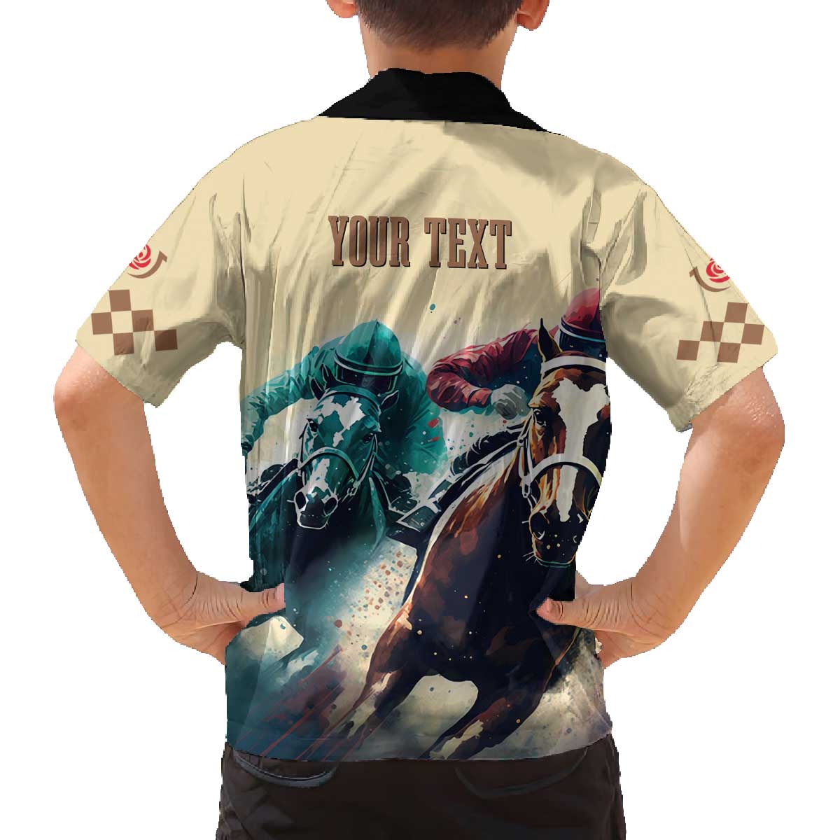 Kentucky Horse Racing 151st Personalized Family Matching Off Shoulder Long Sleeve Dress and Hawaiian Shirt Derby Watercolor Style - Cream LT7