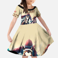 Kentucky Horse Racing 151st Personalized Family Matching Off Shoulder Long Sleeve Dress and Hawaiian Shirt Derby Watercolor Style - Cream LT7