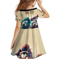 Kentucky Horse Racing 151st Personalized Family Matching Off Shoulder Long Sleeve Dress and Hawaiian Shirt Derby Watercolor Style - Cream LT7