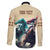 Kentucky Horse Racing 151st Personalized Family Matching Off Shoulder Long Sleeve Dress and Hawaiian Shirt Derby Watercolor Style - Cream LT7