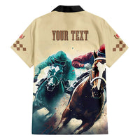 Kentucky Horse Racing 151st Personalized Family Matching Off Shoulder Maxi Dress and Hawaiian Shirt Derby Watercolor Style - Cream LT7
