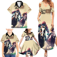 Kentucky Horse Racing 151st Personalized Family Matching Summer Maxi Dress and Hawaiian Shirt Derby Watercolor Style - Cream LT7