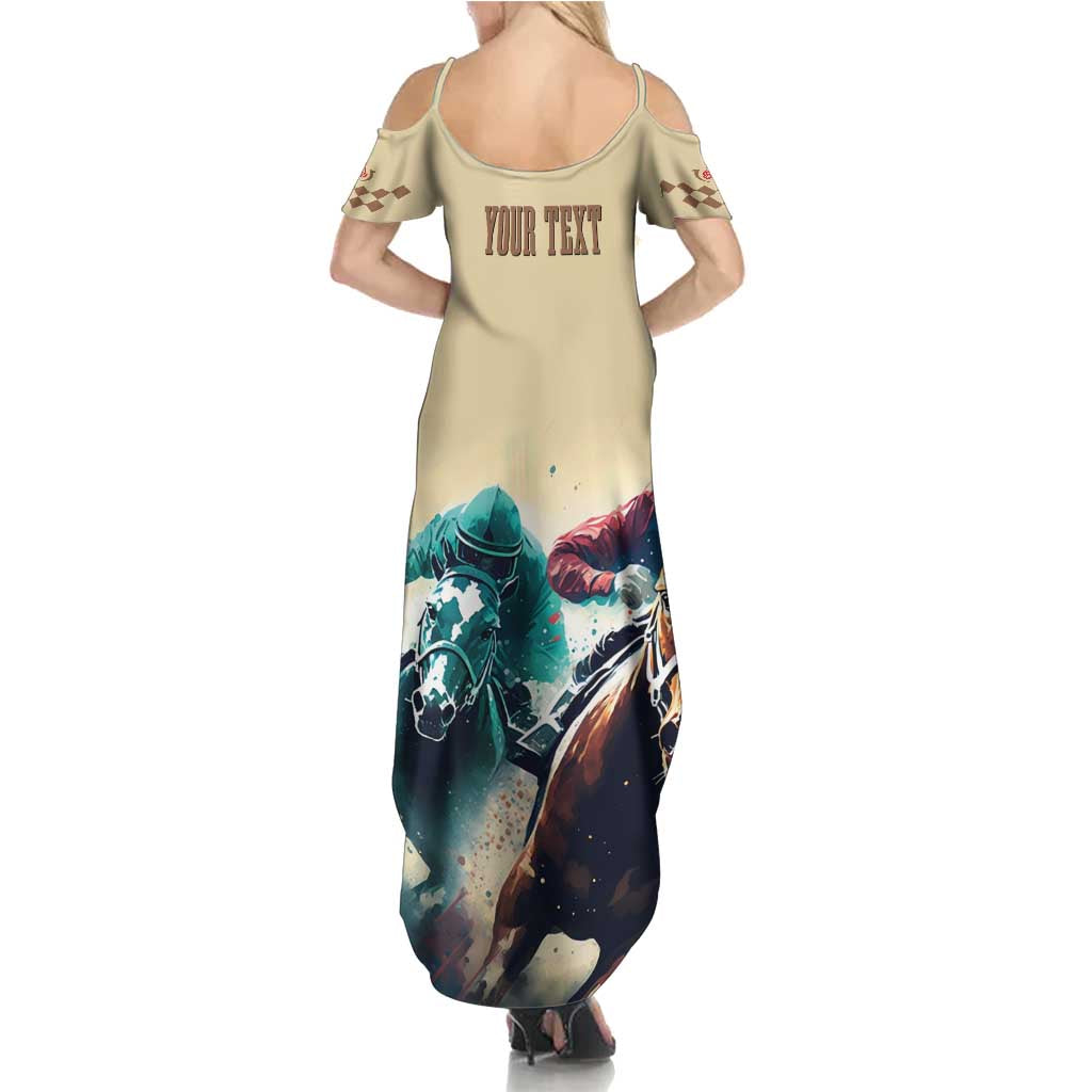Kentucky Horse Racing 151st Personalized Family Matching Summer Maxi Dress and Hawaiian Shirt Derby Watercolor Style - Cream LT7