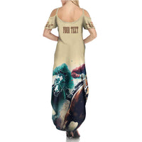 Kentucky Horse Racing 151st Personalized Family Matching Summer Maxi Dress and Hawaiian Shirt Derby Watercolor Style - Cream LT7