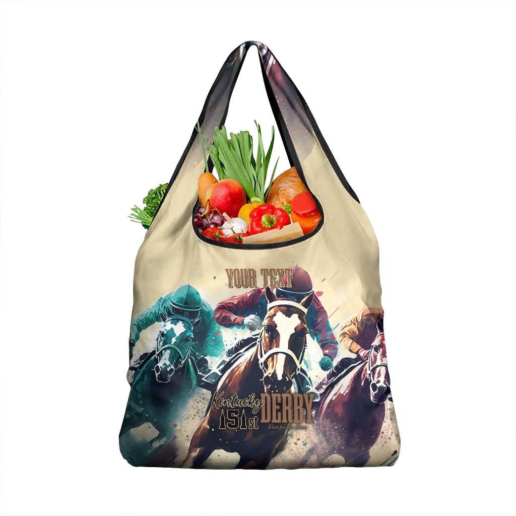 Kentucky Horse Racing 151st Personalized Grocery Bag Derby Watercolor Style - Cream LT7