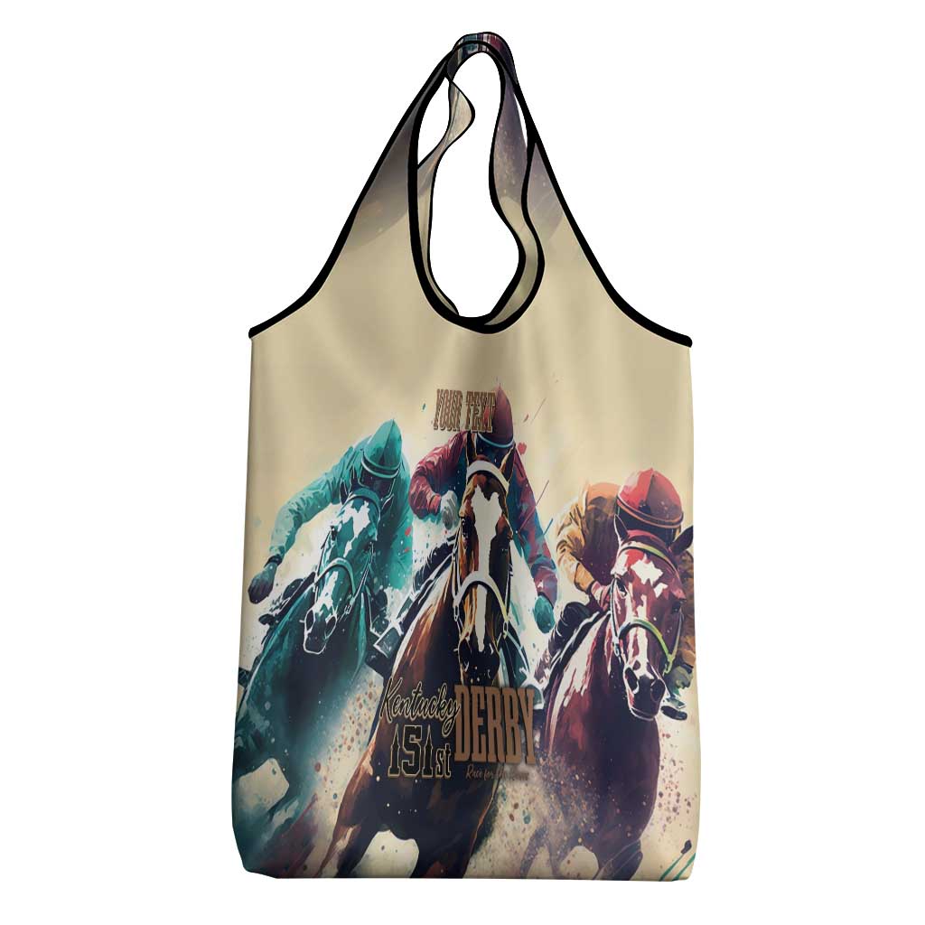 Kentucky Horse Racing 151st Personalized Grocery Bag Derby Watercolor Style - Cream LT7