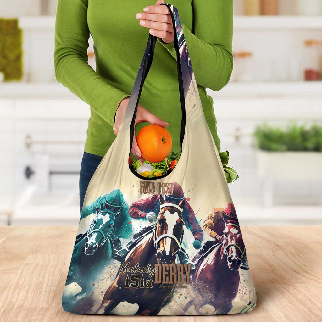 Kentucky Horse Racing 151st Personalized Grocery Bag Derby Watercolor Style - Cream LT7