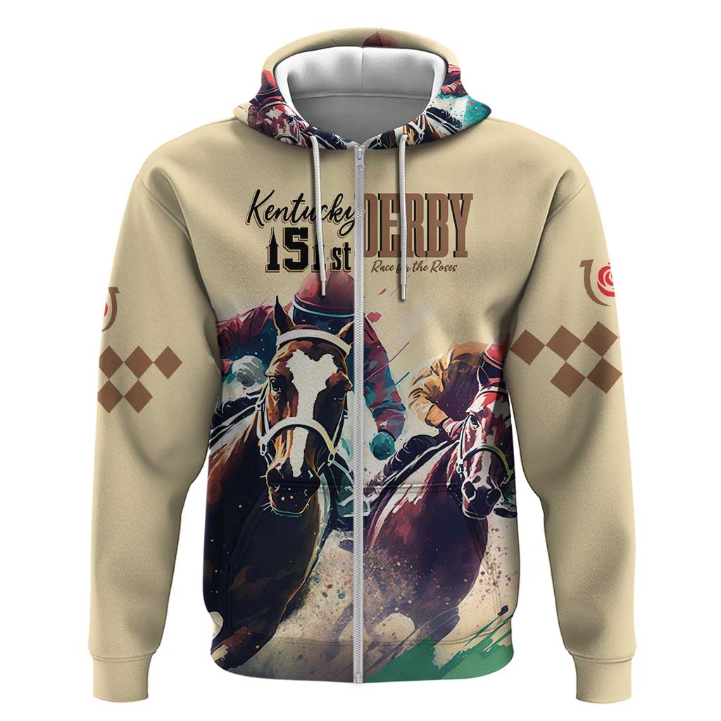 Kentucky Horse Racing 151st Personalized Hoodie Derby Watercolor Style - Cream LT7