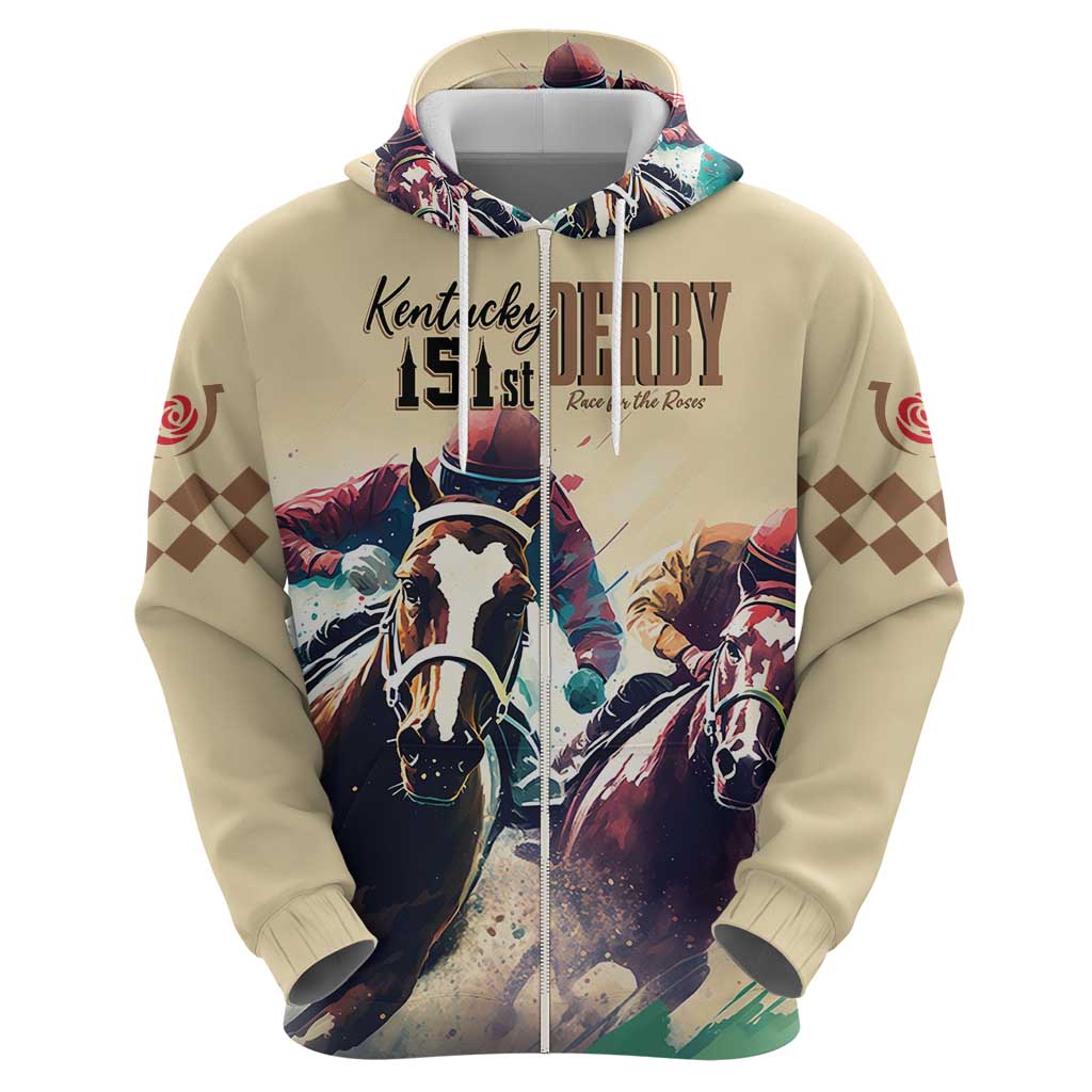 Kentucky Horse Racing 151st Personalized Hoodie Derby Watercolor Style - Cream LT7