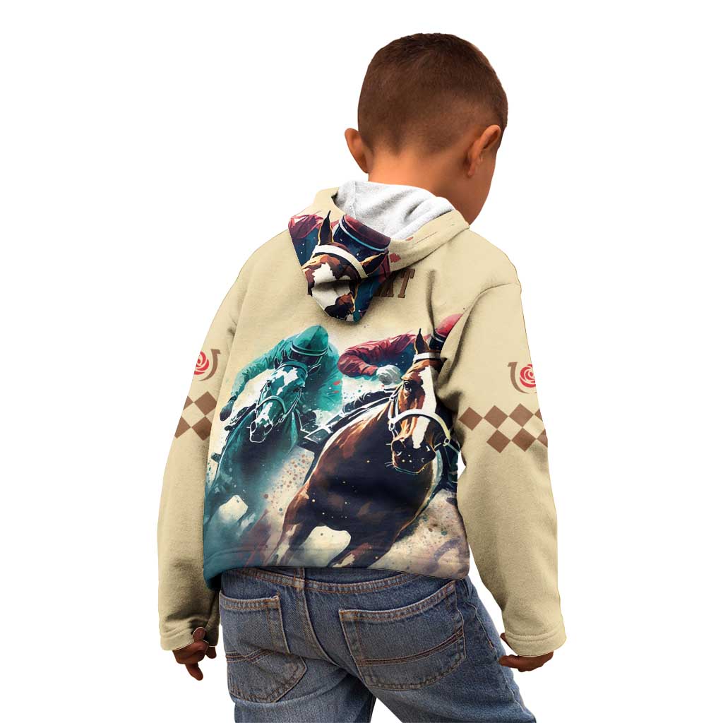 Kentucky Horse Racing 151st Personalized Kid Hoodie Derby Watercolor Style - Cream LT7
