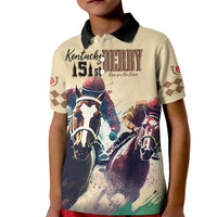Kentucky Horse Racing 151st Personalized Kid Polo Shirt Derby Watercolor Style - Cream LT7