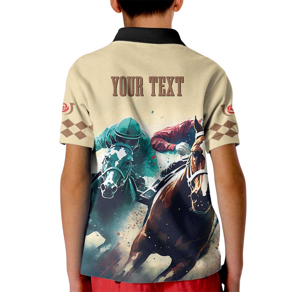 Kentucky Horse Racing 151st Personalized Kid Polo Shirt Derby Watercolor Style - Cream LT7
