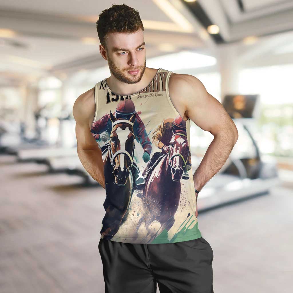 Kentucky Horse Racing 151st Personalized Men Tank Top Derby Watercolor Style - Cream LT7