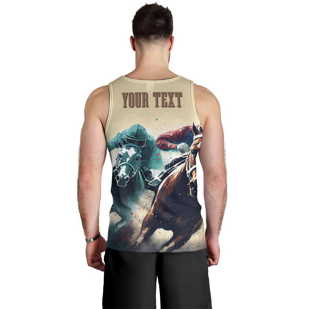 Kentucky Horse Racing 151st Personalized Men Tank Top Derby Watercolor Style - Cream LT7