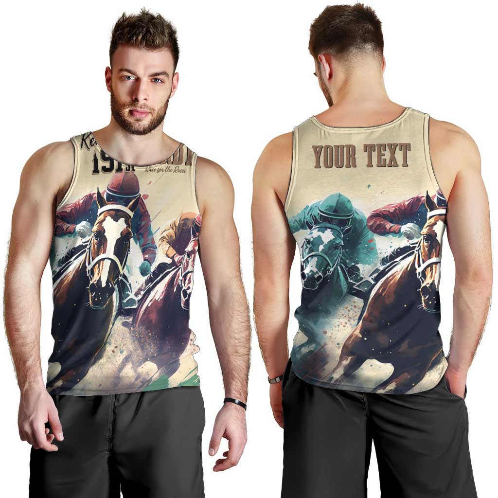 Kentucky Horse Racing 151st Personalized Men Tank Top Derby Watercolor Style - Cream LT7
