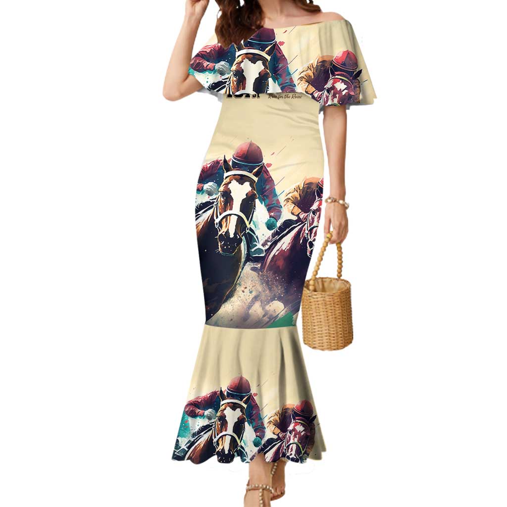 Kentucky Horse Racing 151st Personalized Mermaid Dress Derby Watercolor Style - Cream LT7