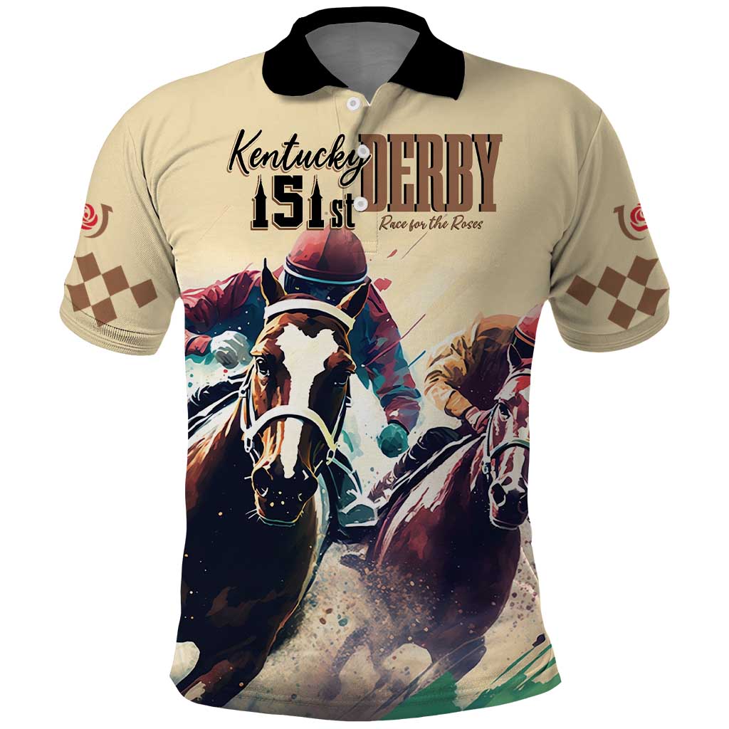 Kentucky Horse Racing 151st Personalized Polo Shirt Derby Watercolor Style - Cream LT7