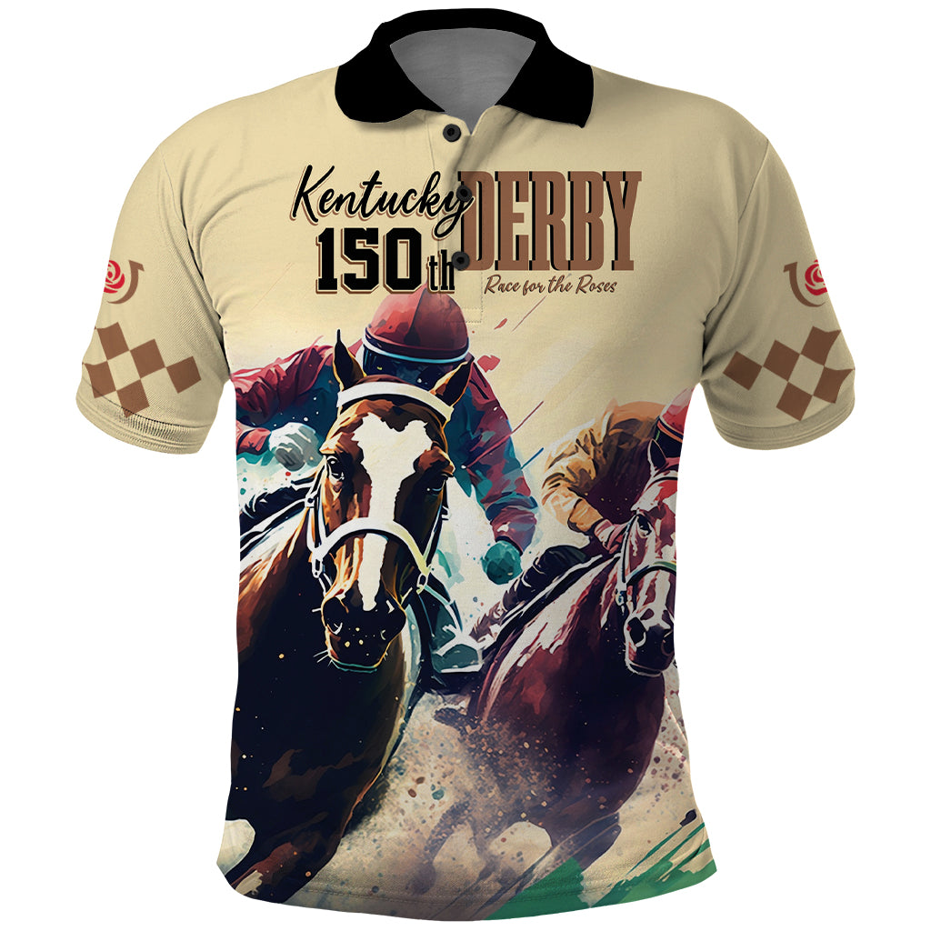 Kentucky Horse Racing 150th Personalized Polo Shirt Derby Watercolor Style - Cream - Wonder Print Shop