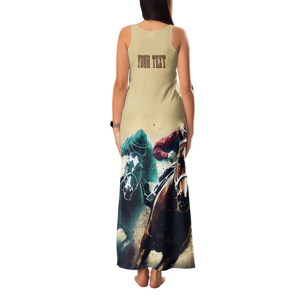 Kentucky Horse Racing 151st Personalized Tank Maxi Dress Derby Watercolor Style - Cream LT7
