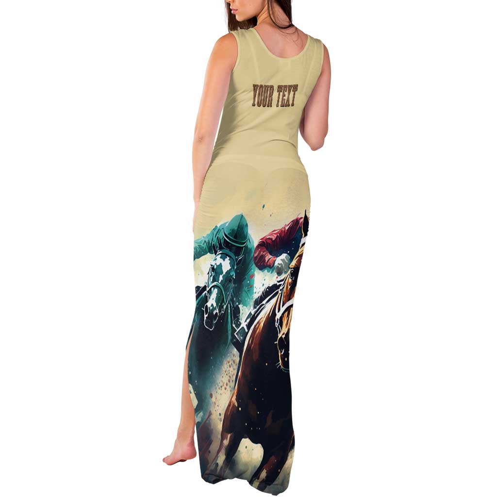 Kentucky Horse Racing 151st Personalized Tank Maxi Dress Derby Watercolor Style - Cream LT7