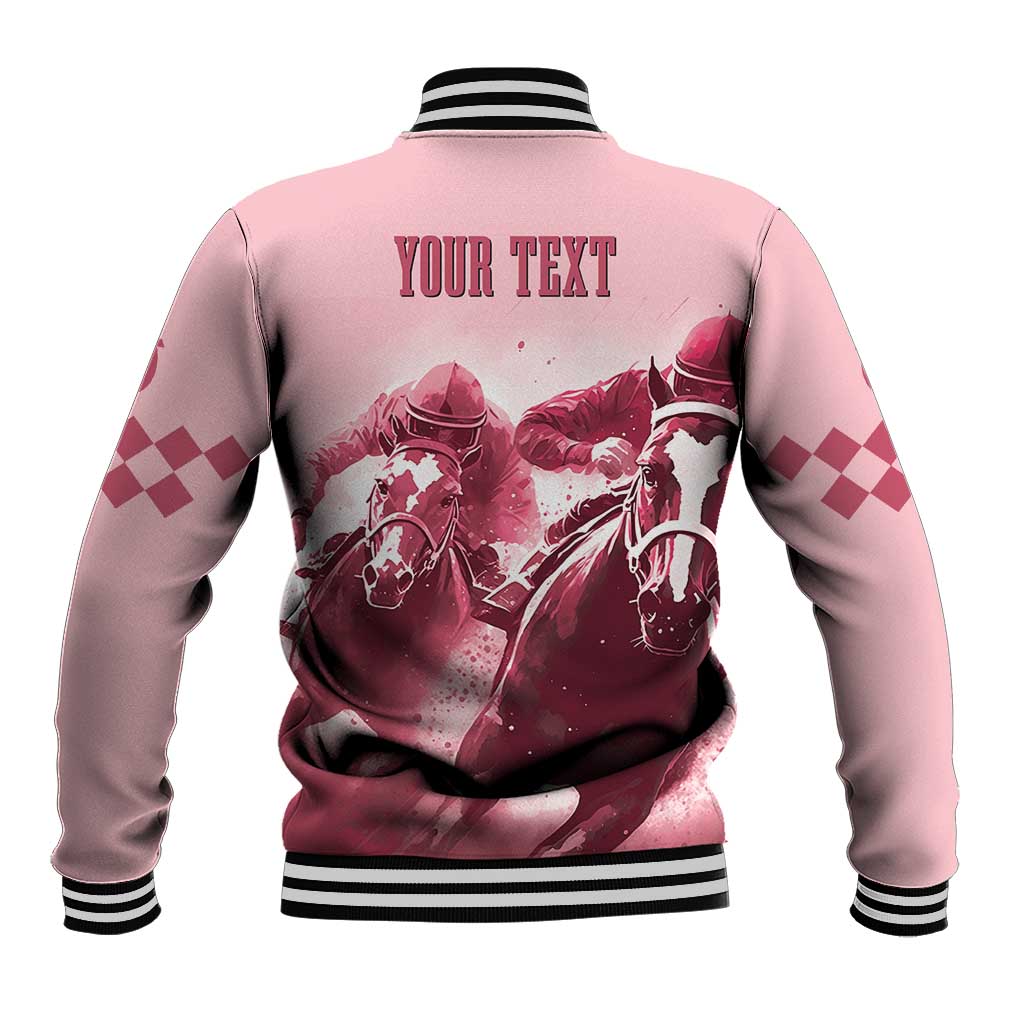 Kentucky Horse Racing 151st Personalized Baseball Jacket Derby Watercolor Style - Pink LT7