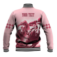 Kentucky Horse Racing 151st Personalized Baseball Jacket Derby Watercolor Style - Pink LT7
