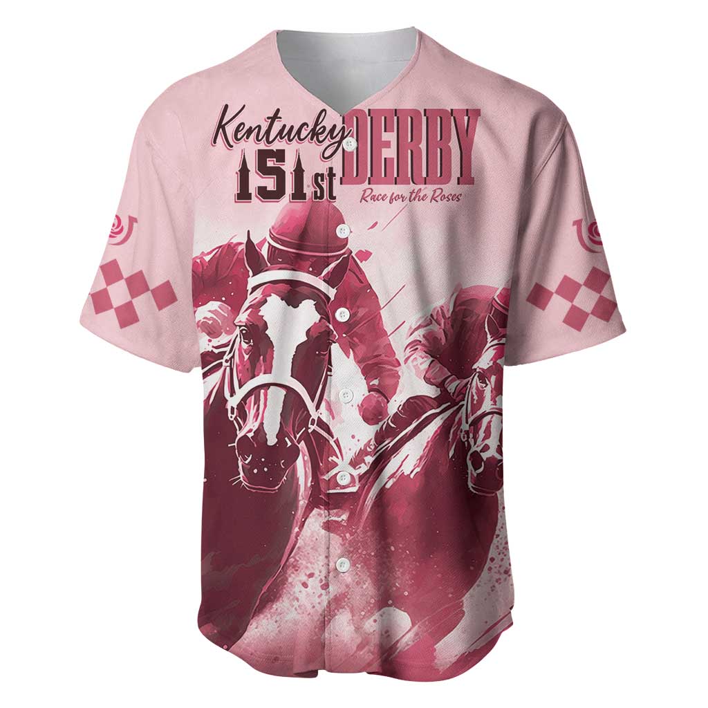 Kentucky Horse Racing 151st Personalized Baseball Jersey Derby Watercolor Style - Pink LT7