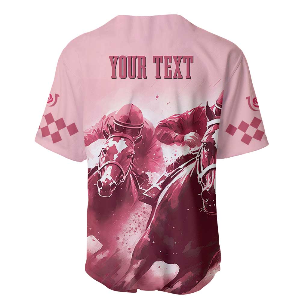 Kentucky Horse Racing 151st Personalized Baseball Jersey Derby Watercolor Style - Pink LT7